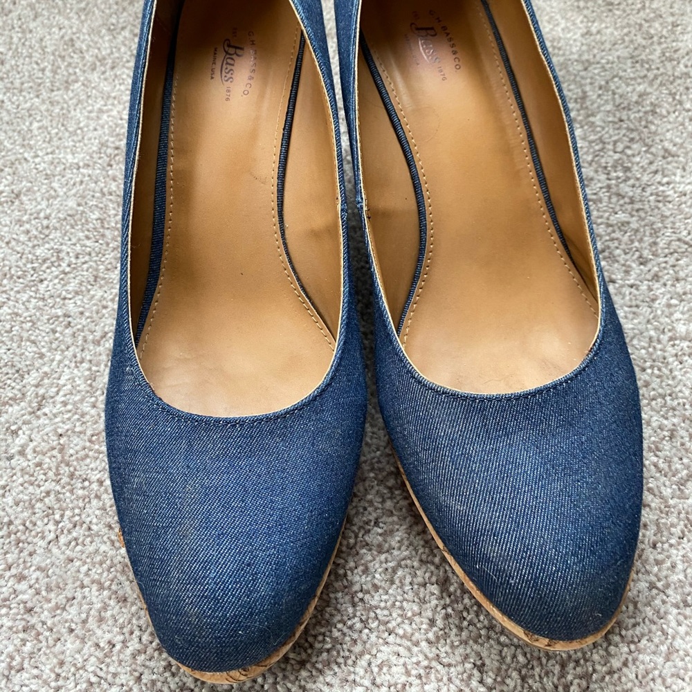 Denim espadrilles with wedge heel